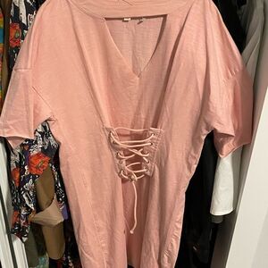 Pastel pink shirt dress